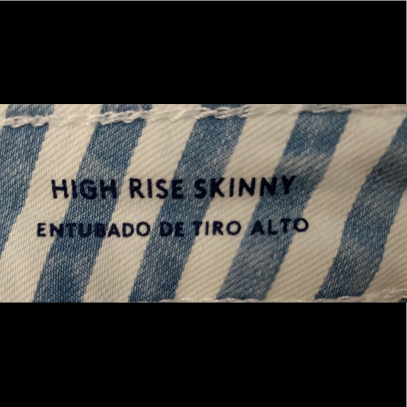 Blue & White Striped High Waist Skinny Jeans - Picture 9 of 10